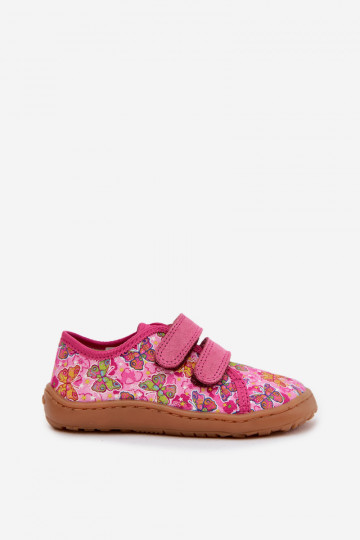 Ciabatte per bambini Barefoot con farfalle Froddo Canvas G1700440-11 rosa