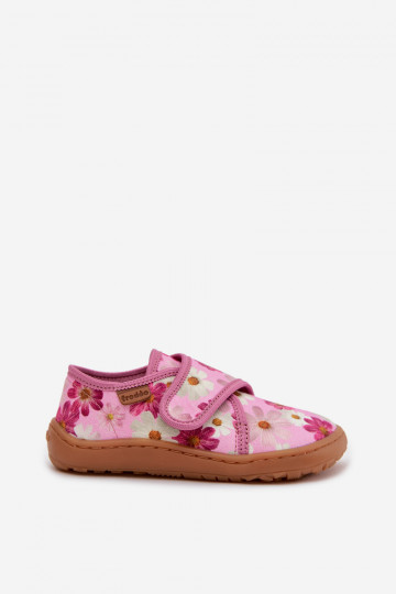 Ciabatte per bambini con chiusura adesiva Barefoot con fiori Froddo G1700438-8 rosa 2