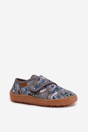 Ciabatte per bambini maschili con chiusura adesiva Barefoot Surfer Froddo G1700438-7 grigie