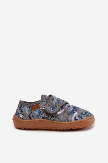 Ciabatte per bambini maschili con chiusura adesiva Barefoot Surfer Froddo G1700438-7 grigie 2