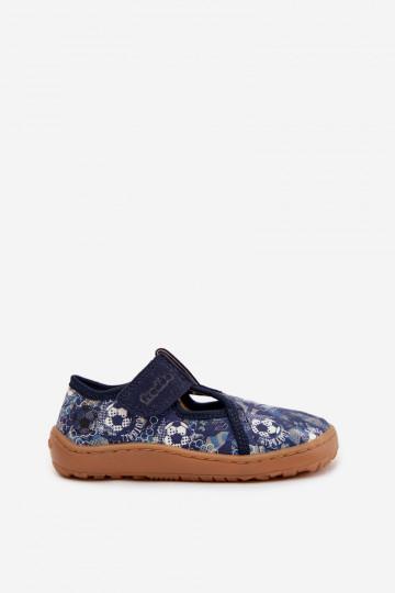 Ciabatte per bambini con chiusura adesiva Barefoot con palloni Froddo Canvas G1700439-5 blu 2