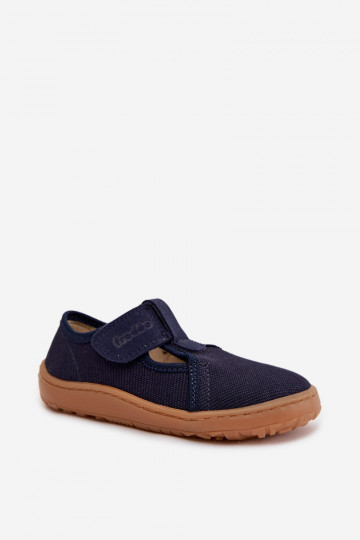 Ciabatte per bambini con chiusura adesiva Barefoot Froddo Canvas G1700439 blu scuro