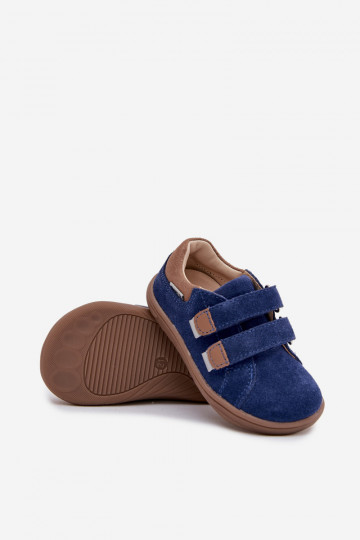 Scarpe in pelle barefoot per bambini con riflettori Bartek 8600366 blu scuro 2