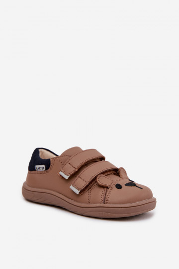 Scarpe in pelle barefoot per bambini con orsetto Bartek 8600654 color sabbia