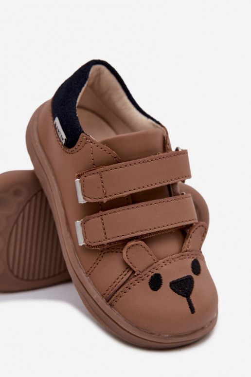 Pelle scarpe Barefoot Infantile Con Orso Bartek 8600654 beige