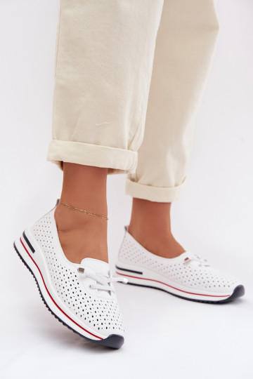 Pelle con elementi traforati scarpe Femminile S.Barski LR61-7044 Colore bianco 2