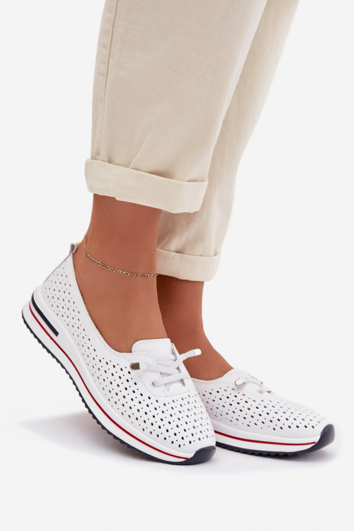 Pelle con elementi traforati scarpe Femminile S.Barski LR61-7044 Colore bianco