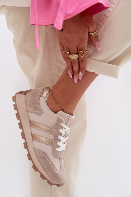 dalla pelle scamosciata Scarpe modello sneakers Femminile con una piattaforma S.Barski LR61-7097 beige