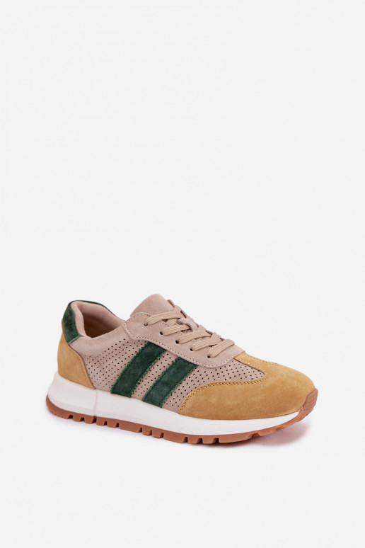 Scarpe modello sneakers FemminileAbilitatoturalnego dalla pelle scamosciatau beige-colore giallo Deverceline