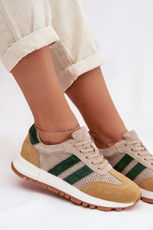 Scarpe modello sneakers FemminileAbilitatoturalnego dalla pelle scamosciatau beige-colore giallo Deverceline