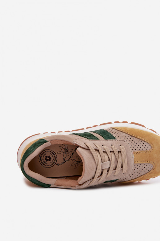 Scarpe modello sneakers FemminileAbilitatoturalnego dalla pelle scamosciatau beige-colore giallo Deverceline