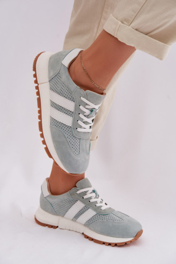 Scarpe donna modello Sneakers in camoscio color verde menta