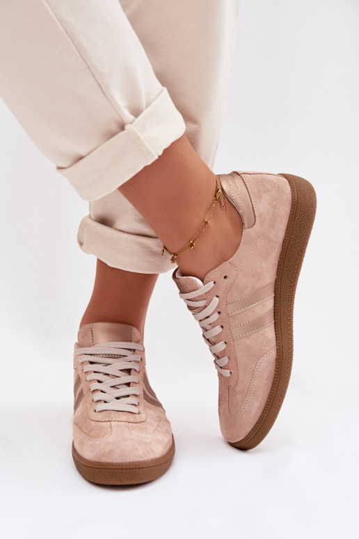 Zazoo N1068 scarpe sportive basse in suede sintetico rosa da donna