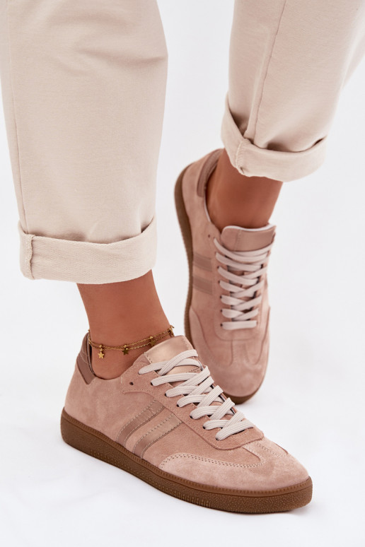 Zazoo N1068 scarpe sportive basse in suede sintetico rosa da donna