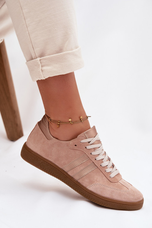 Zazoo N1068 scarpe sportive basse in suede sintetico rosa da donna