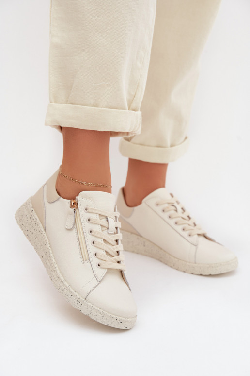 Pelle scarpe Femminile con cerniere beige Dorothea