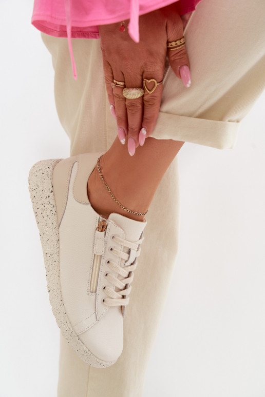 Pelle scarpe Femminile con cerniere beige Dorothea