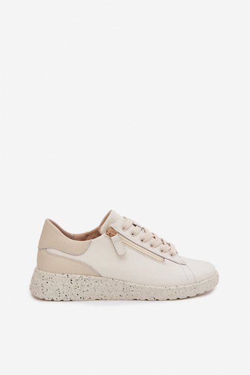 Pelle scarpe Femminile con cerniere beige Dorothea