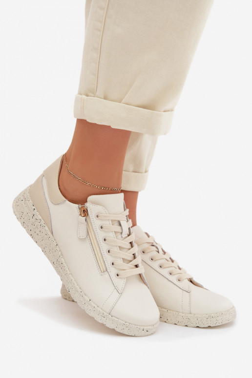 Pelle scarpe Femminile con cerniere beige Dorothea