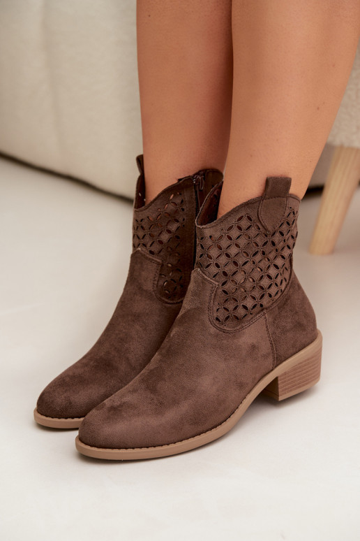 Stivali traforati Femminile con i tacchi colore marrone Briavine