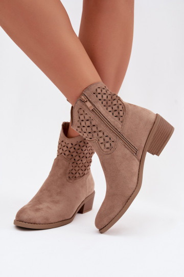 Stivali traforati Femminile con i tacchi beige Briavine