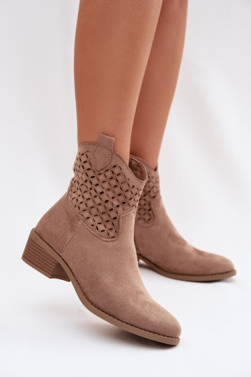 Stivali traforati Femminile con i tacchi beige Briavine 2