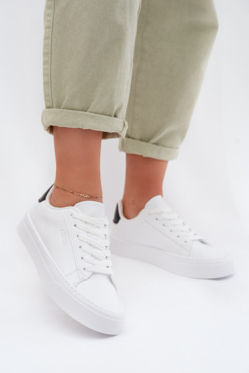 Scarpe sportive in stile per donne in ecopelle Big Star TT274928 HI-POLY SYSTEM bianche 2