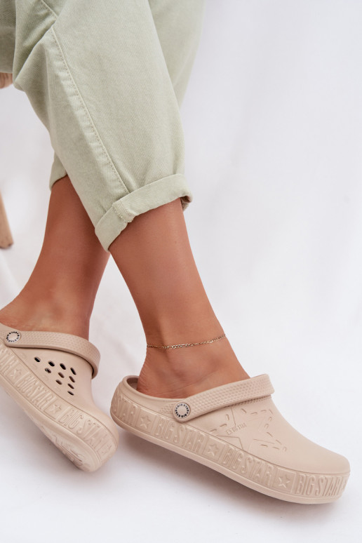 Pantofole Zoccoli Femminile Pantofole leggere Big Star TT274A083 beige