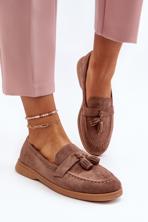 Mocassini eleganti in camoscio colore marrone Dansitu