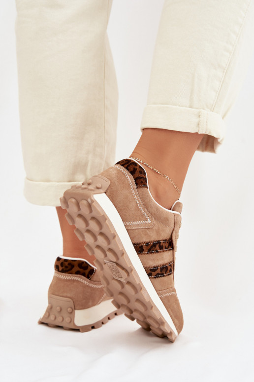 dalla pelle scamosciata Scarpe modello sneakers Femminile con una piattaforma con motivi di pelliccia di leopardo S.Barski LR61-