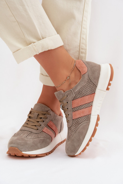 Scarpe modello sneakers FemminileAbilitatoturalnego dalla pelle scamosciatau colore kaki Deverceline