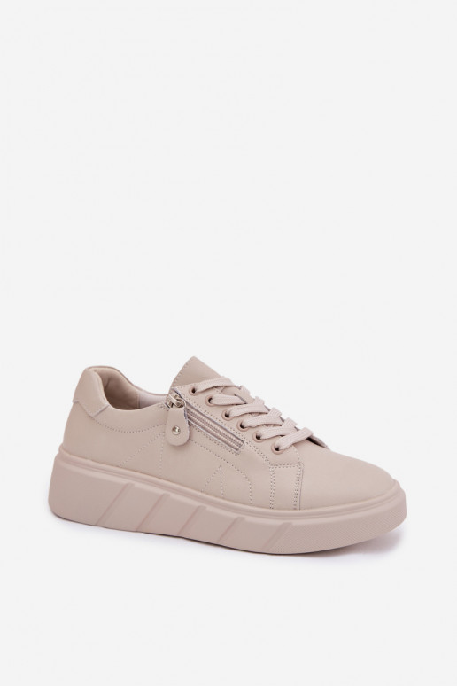 Pelle scarpe Femminile con cerniere beige Althea