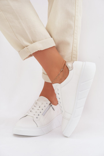 Scarpe in pelle da donna con zip Althea bianche