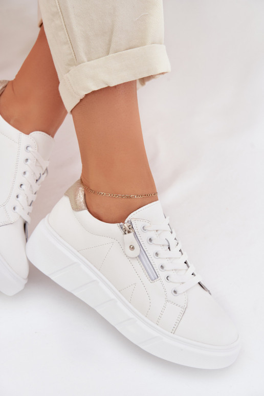 Pelle scarpe Femminile con cerniere Colore bianco Althea