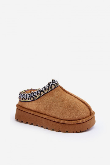 Pantofole per bambini modello scivolato imbottite color marrone Olivane