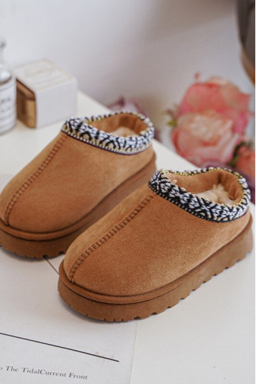 Pantofole per bambini modello scivolato imbottite color marrone Olivane 2