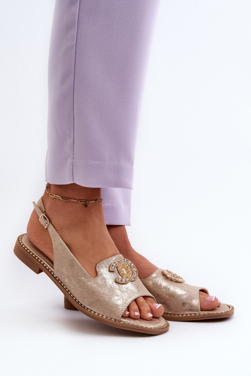 Sandali da donna con ornamenti S.Barski KV27-049 colore dorato