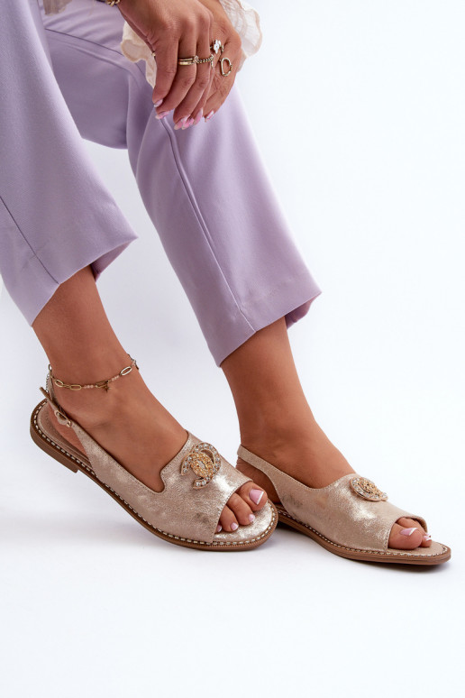 Sandali da donna con ornamenti S.Barski KV27-049 colore dorato