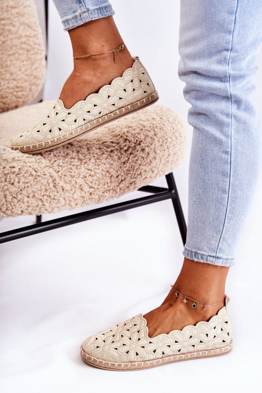 Femminile Un modello convincente Ballerine con fiori beige Vennice