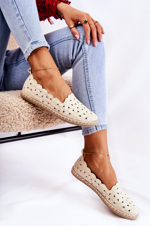 Femminile Un modello convincente Ballerine con fiori beige Vennice