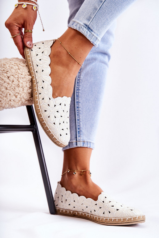 Femminile Un modello convincente Ballerine con fiori Colore bianco Vennice