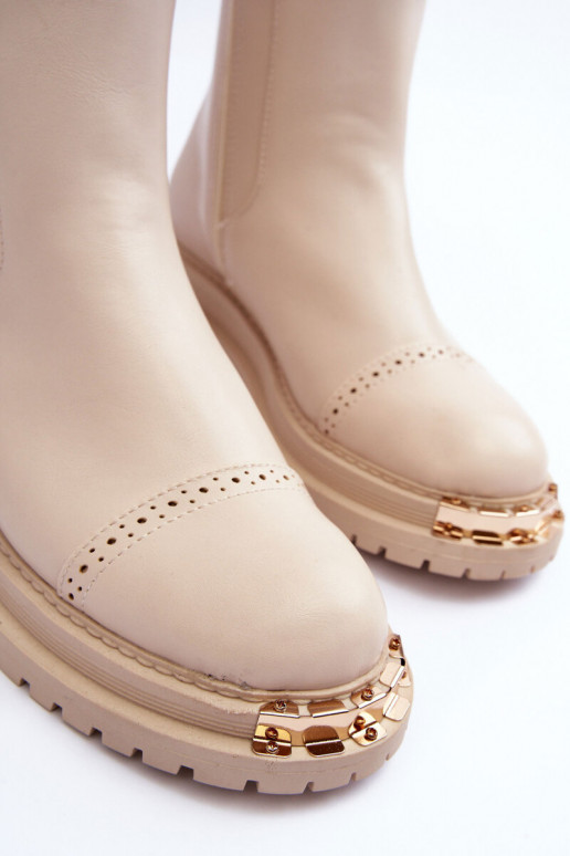 Stivali da donna Stivaletti Chelsea beige Nialee