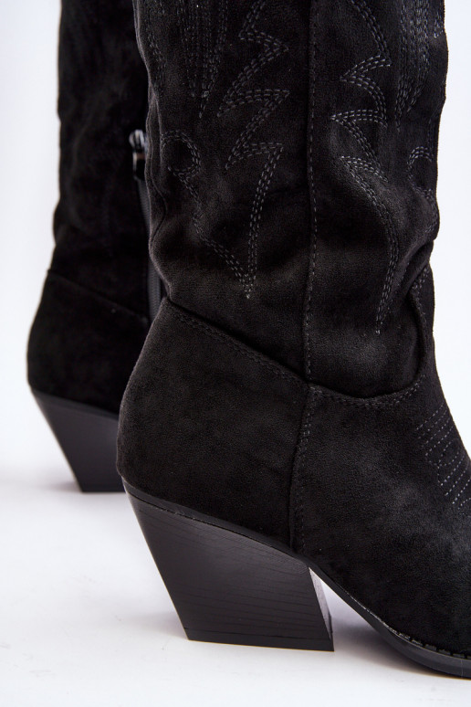 Femminile stivali stile coAboy con i tacchi colore nero Sloana