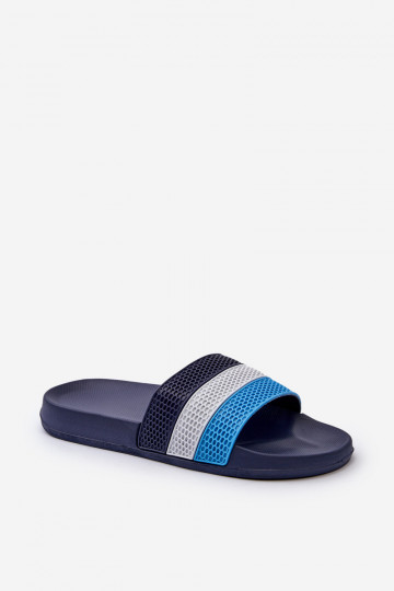 Elegantello classico Pantofole Deveschio con strisce blu scuro Sylri
