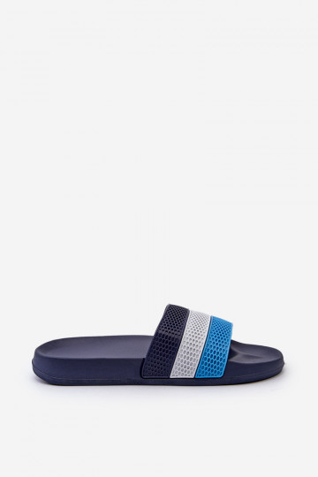 Elegantello classico Pantofole Deveschio con strisce blu scuro Sylri 2