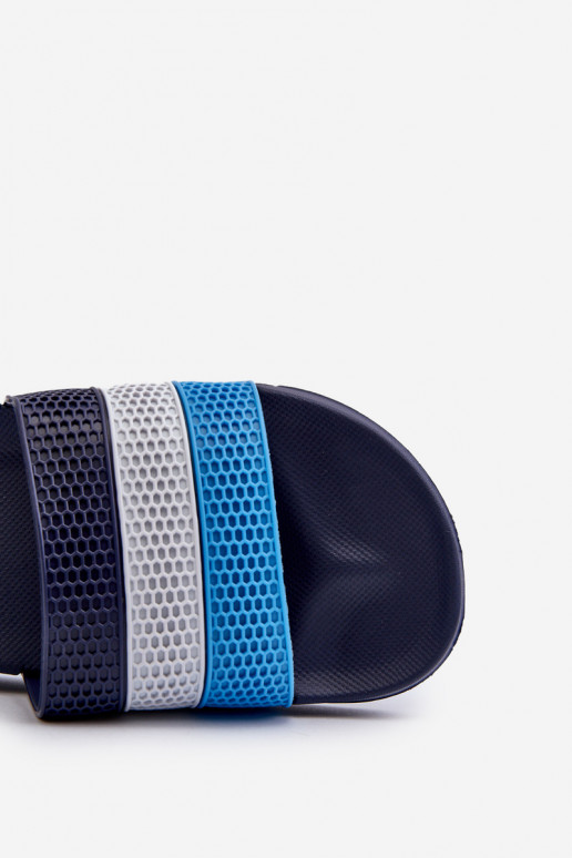 Elegantello classico Pantofole Deveschio con strisce blu scuro Sylri