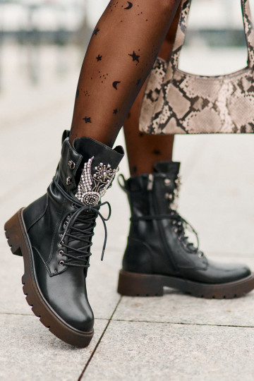 Eko Pelle Stivaletti da lavoro Con decorazione riscaldamento D&A MR880-080 colore nero