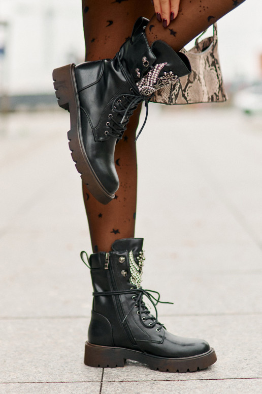 Eko Pelle Stivaletti da lavoro Con decorazione riscaldamento D&A MR880-080 colore nero