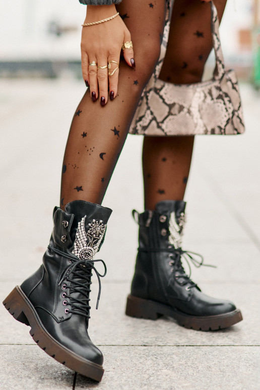 Eko Pelle Stivaletti da lavoro Con decorazione riscaldamento D&A MR880-080 colore nero