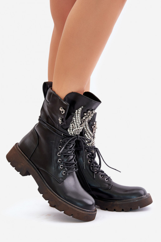 Eko Pelle Stivaletti da lavoro Con decorazione riscaldamento D&A MR880-080 colore nero